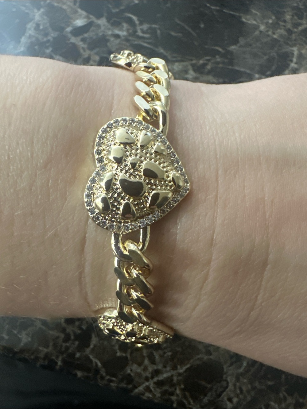 Gold Heart Link Bracelet for Women - Heart Charm Chain